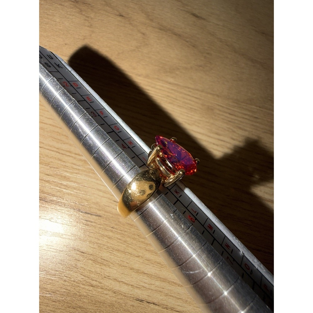 Azotic Topaz Pearshape Sterling Silver Gold Plated Ring Sz 5 - Picture 6 of 7